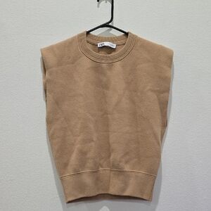 Zara Tan Sleeveless Sweater